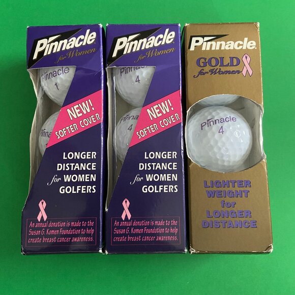 Pinnacle Women's Golf Balls w/Pink Ribbon ~ 3 Packs x 3 Balls/pk = 9 Balls ~ NEW - Picture 1 of 2